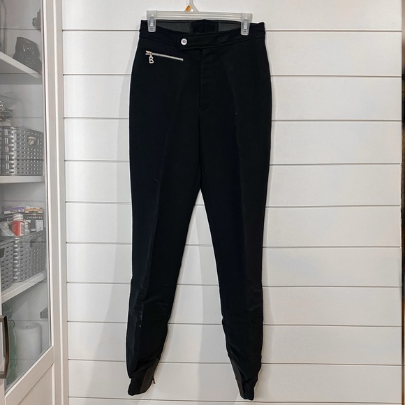 Bogner | NWOT rare fitted pleated black ski pants with stirrups - Picture 1 of 9